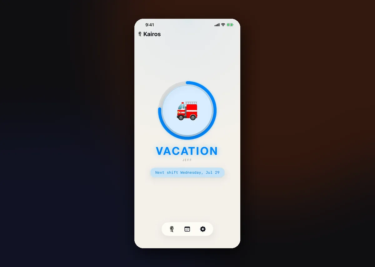 The Kairos vacation screen showing an override on a scheduled day